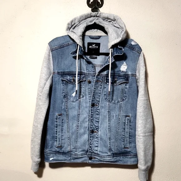 Hollister California Denim & Sweatshirt Hooded Jacket Men's Size XS